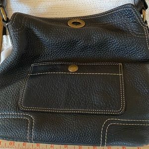 Coach black pebble leather shoulder bag